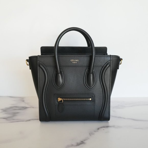 Celine Handbags - Céline Nano Luggage Handbag in Smooth Calfskin Black